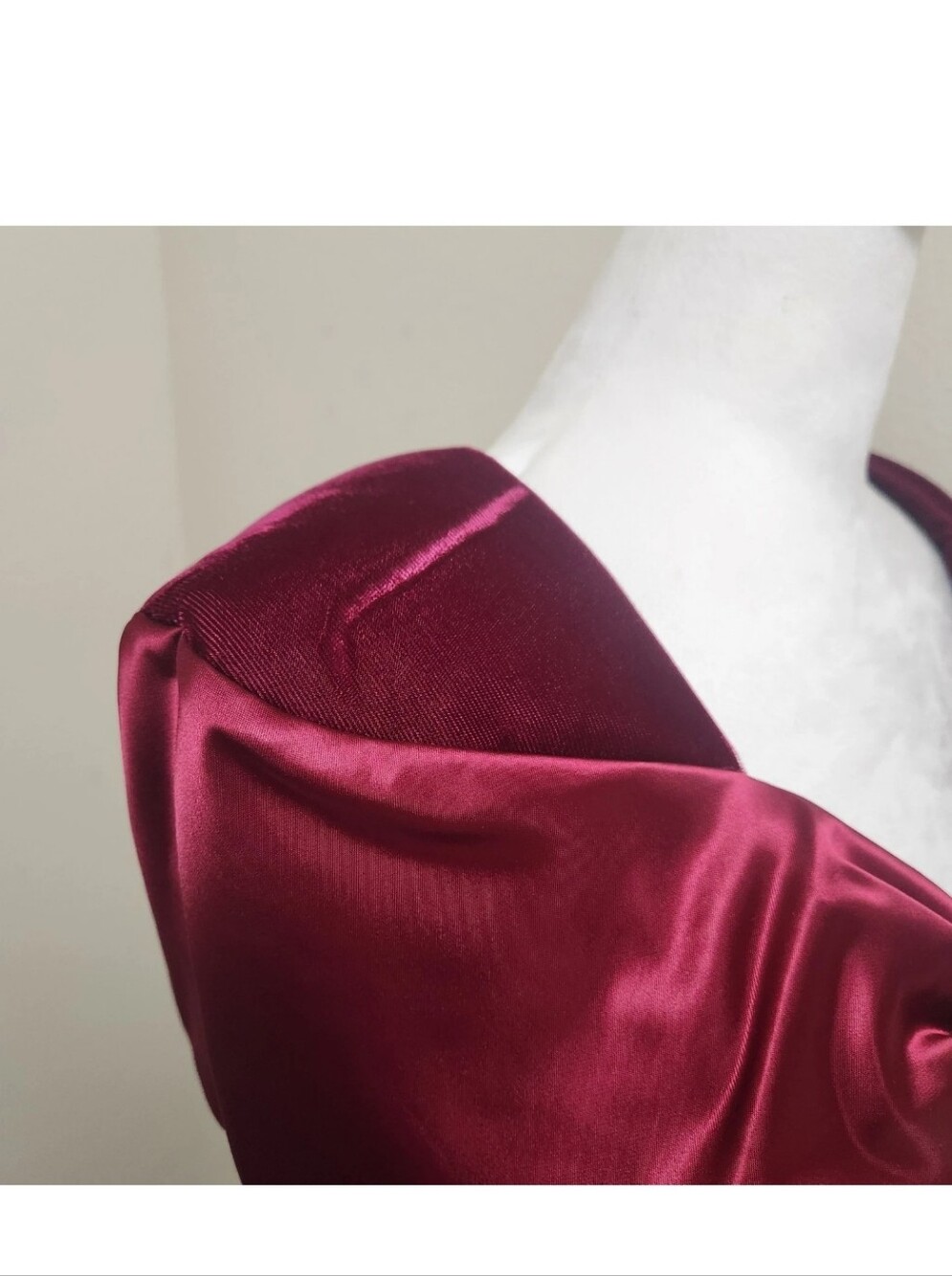 Vintage 80s 90s On On Fashions (OON) Burgundy Velvet & Satin Peplum Dress Size 5 - Picture 9 of 16